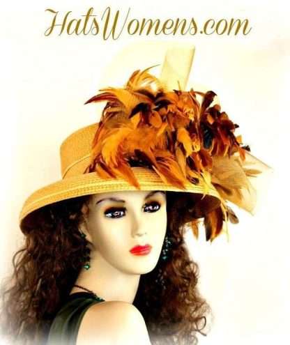 Gold Designer Dress Kentucky Derby Hat