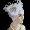 Grey Metallic Silver White Pillbox Cocktail Hat
