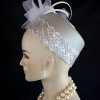 Grey Metallic Silver White Pillbox Cocktail Hat