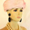 Hat Black Soft Pink Feathered Pillbox For Women