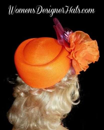 Hat Ladies Orange Special Occasion Pillbox Purple Lavender Headpiece Church Hats