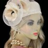 Hats Ivory Emerald Pillbox Wedding Bridal Hat Women's Designer Formal Church Hats