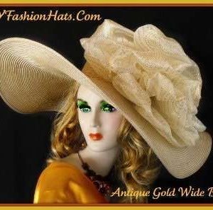 Haute Couture Antique Gold Luxury Statement Hat For Women