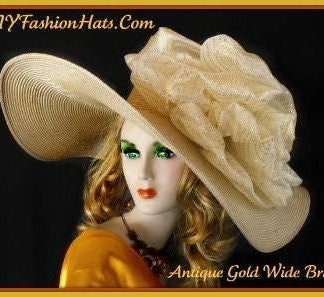 Haute Couture Antique Gold Luxury Statement Hat For Women