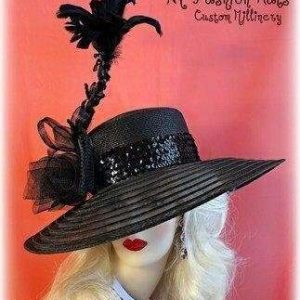 Haute Couture Big Brim Black Designer Hat