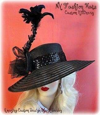 Haute Couture Big Brim Black Designer Hat