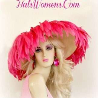 Haute Couture Big Brim Ivory Beige Hot Pink Luxury Hat