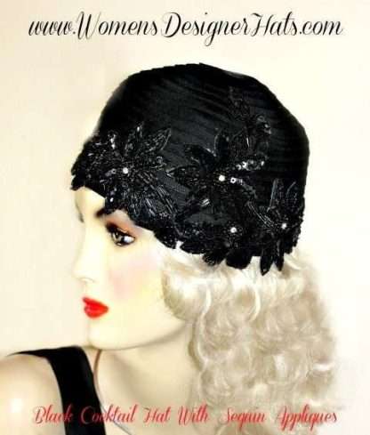 Haute Couture Black Satin Hat Pillbox Hat