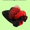 Black Red Satin Big Brim Dress Hat