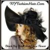 Black White Wide Brim Zebra Big Bow Luxury Statement Hat