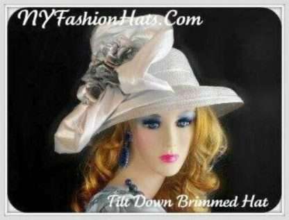 Silver Grey Big Bow Flower Church Wedding Dress Hat