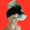 Black Kelly Green Satin Dress Hat