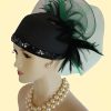 Black Kelly Green Satin Dress Hat