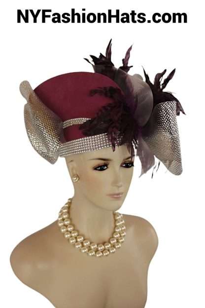 Pink Metallic Silver Purple Dress Hat