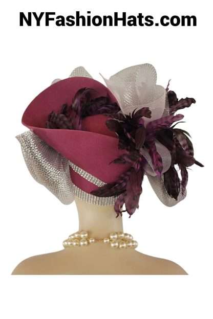 Pink Metallic Silver Purple Dress Hat