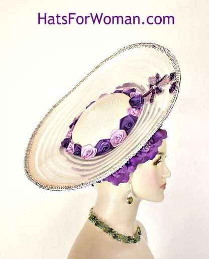 Ivory Purple Lavender Pillbox Statement Wedding Bridal Hat