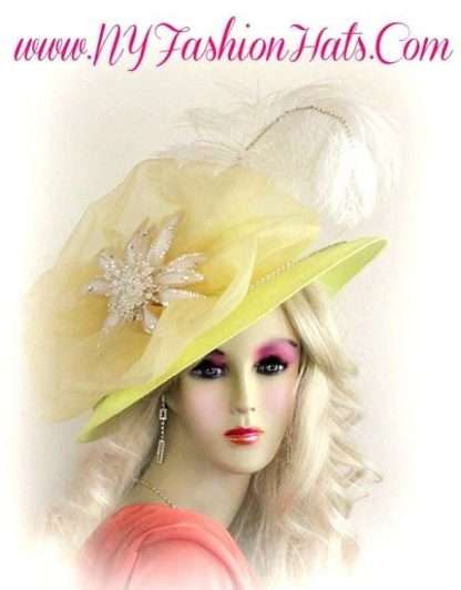 Pastel Yellow White Sequin Flower Hat