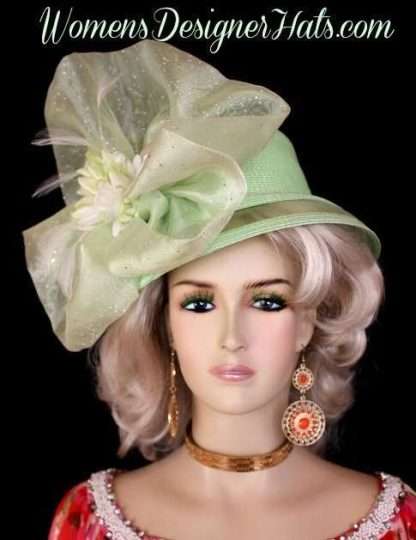 Lime Green Celery White Kentucky Derby Hat