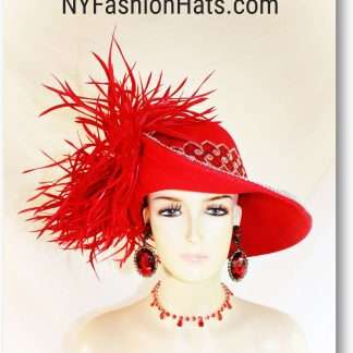 Haute Couture Dramatic Feathered Red Fashion Hat