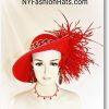 Haute Couture Dramatic Feathered Red Fashion Hat
