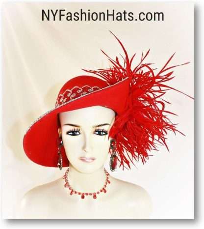 Haute Couture Dramatic Feathered Red Fashion Hat