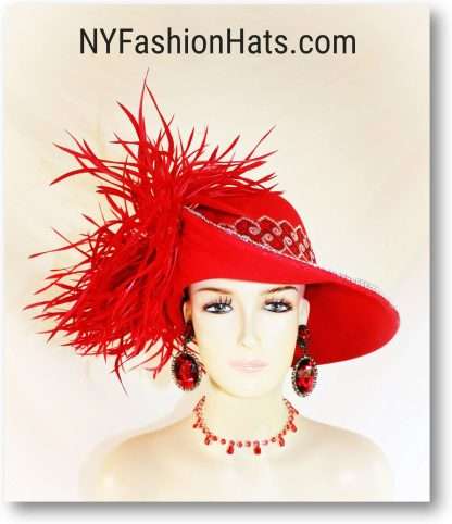 Haute Couture Dramatic Feathered Red Fashion Hat