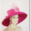 Haute Couture Fuchsia Pink Big Brim Satin Designer Hat