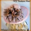 Pink Big Brim Brown Beige Cheeta Leopard Hat