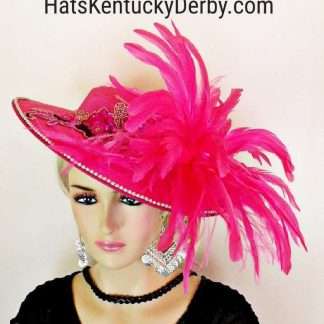 Haute Couture Hot Pink Satin Formal Wedding Bridal Hat