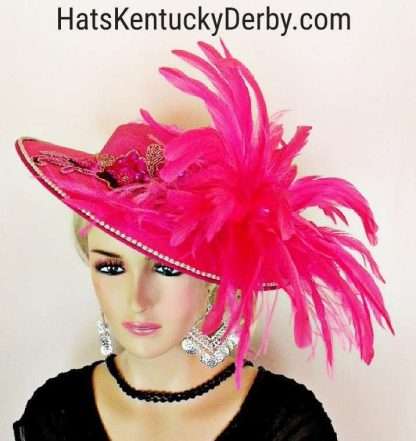 Haute Couture Hot Pink Satin Formal Wedding Bridal Hat