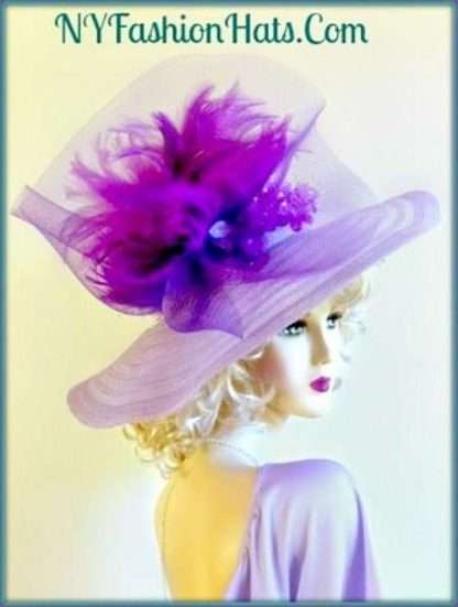 Haute Couture Lavender Purple Designer Hat For Women