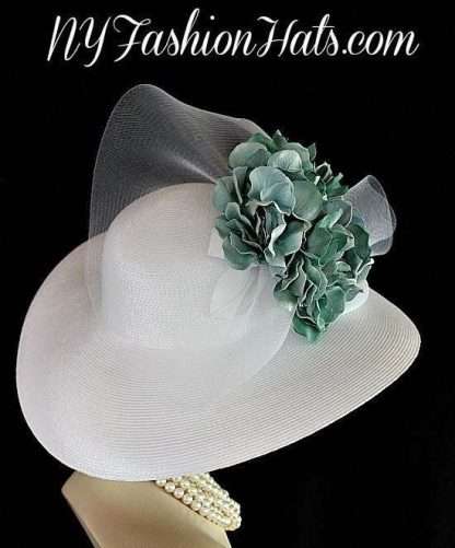 White Sage Teal Green Formal Wedding Bridal Hat