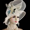 Ivory Teal Blue Green Designer Kentucky Derby Fashion Hat