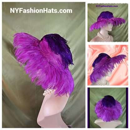 Purple Statement Feather Hat