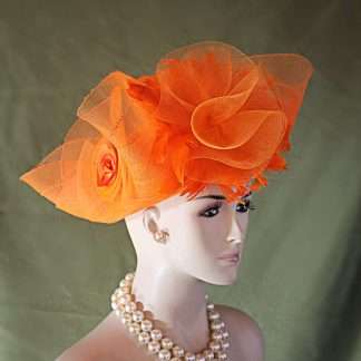 Haute Couture Orange Designer Luxury Hat