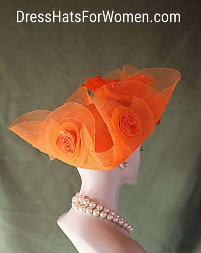 Haute Couture Orange Designer Luxury Hat