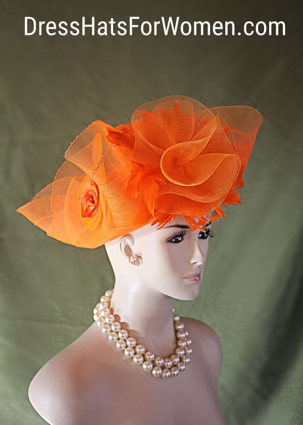 Haute Couture Orange Designer Luxury Hat