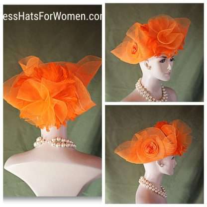 Haute Couture Orange Designer Luxury Hat