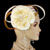 Women's Ivory Metallic Gold Pillbox Cocktail Hat
