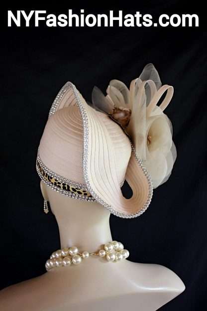 Ivory Beige Metallic Gold Headpiece