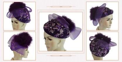 Haute Couture Purple Winter Wool Cocktail Hat