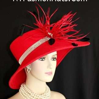 Haute Couture Red And Black Abstract Hat For Women