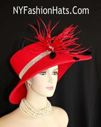 Haute Couture Red And Black Abstract Hat For Women