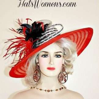 Haute Couture Red Black White Designer Hat