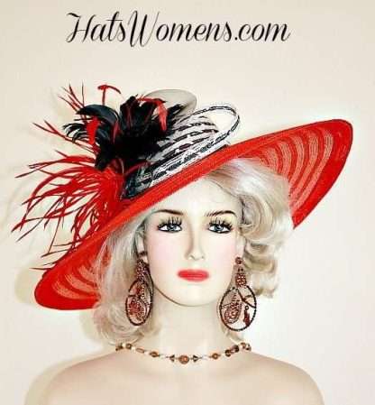 Haute Couture Red Black White Designer Hat