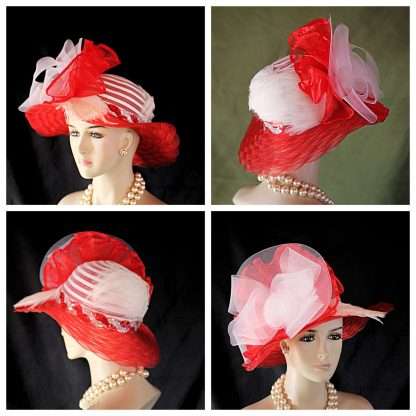 Haute Couture Red White Designer Luxury Hat