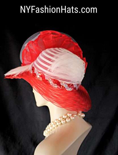 Haute Couture Red White Designer Luxury Hat