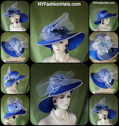 Haute Couture Royal Blue Designer Hat