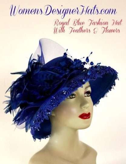 Haute Couture Royal Blue Designer Hat For Women