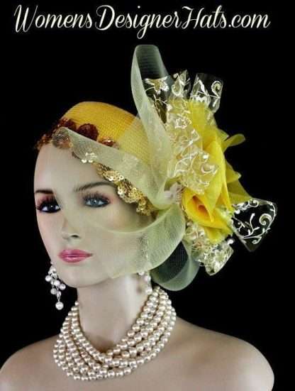 Yellow White Metallic Gold Headpiece